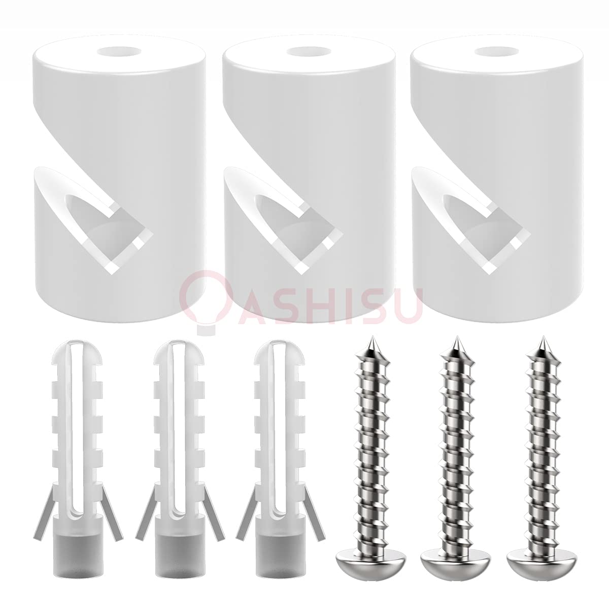 3-Pack White Swag Pendant Hook for Chandelier & Ceiling Lights - Heavy Duty Screw-in Hooks for Pendant Light Fixtures, Cable Management, Wall Hanging & Wire Organization - Perfect for Living Room, Bedroom, and Kitchen Lighting Decor