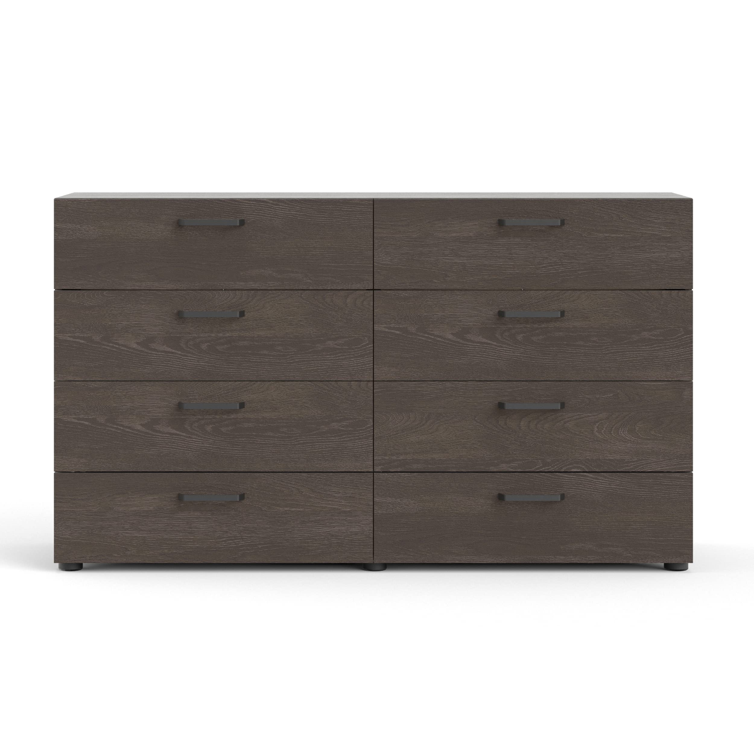 Tvilum 8-Drawer Double Dresser in Dark Chocolate - Modern Bedroom Storage Solution for Clothes, Linens & Accessories