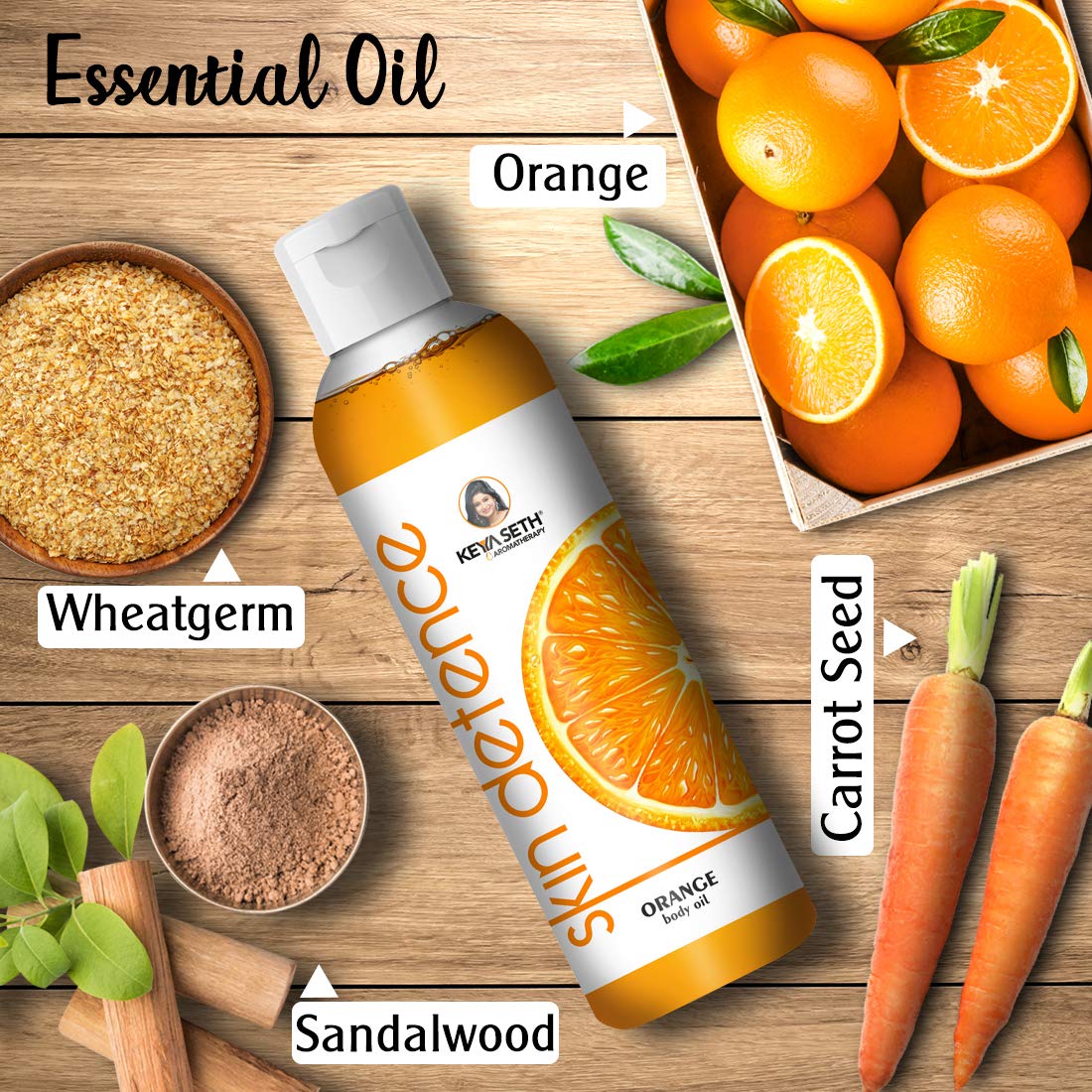Keya Seth Aromatherapy Orange Body Oil - Skin Brightening & Rejuvenating with Vitamin C | Non-Sticky Moisturizer for Daily Use | After Bath & Massage Therapy | 200ml | Perfect for Dry Skin Care & Relaxation