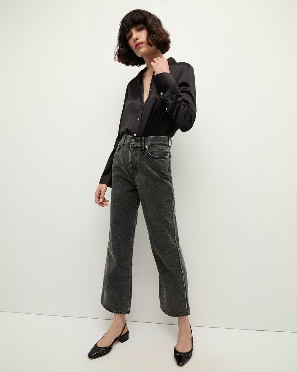 Dylan Rhinestone Embellished Straight Leg Jeans for Women - Trendy Distressed Denim Pants with Striped Design | Perfect for Casual Outfits, Night Out & Party Wear