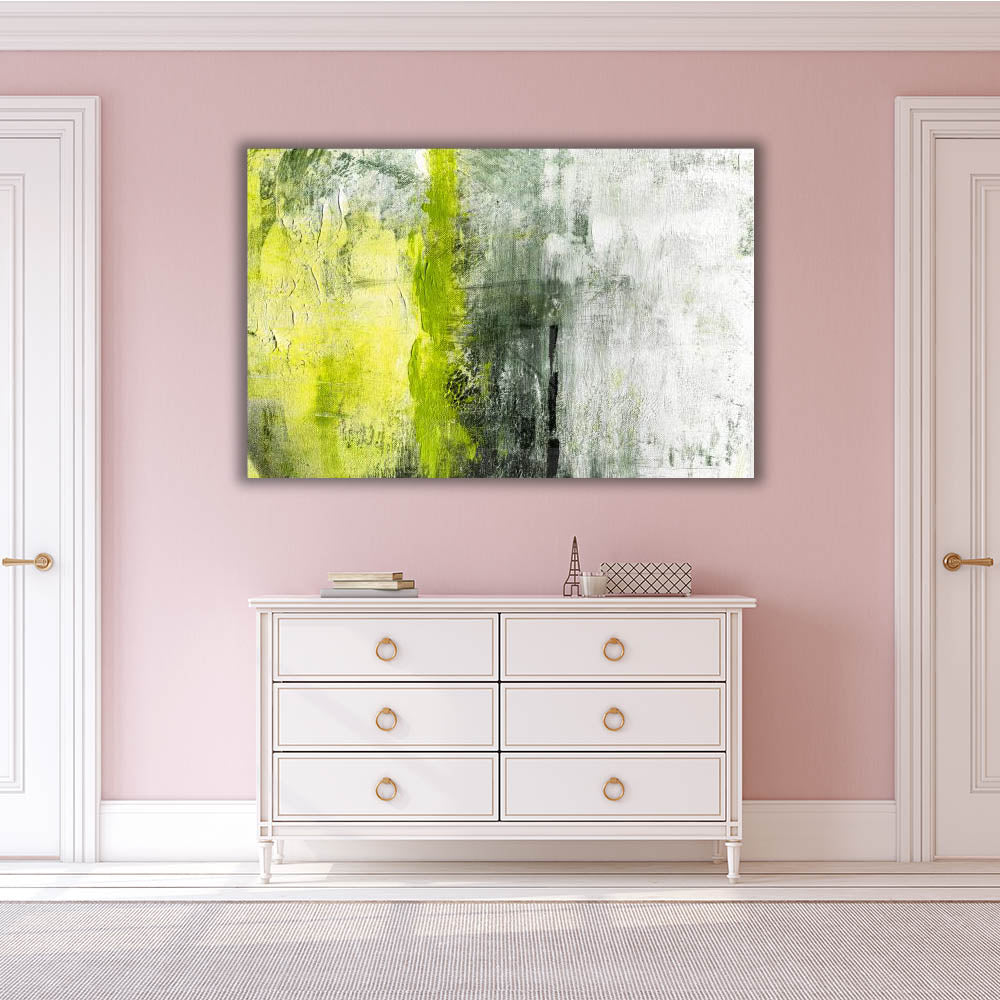 Pistachio Green Abstract Wall Art - Modern Home Decor for Living Room, Bedroom & Office - Unique Handmade Canvas Painting for Stylish Interior Design