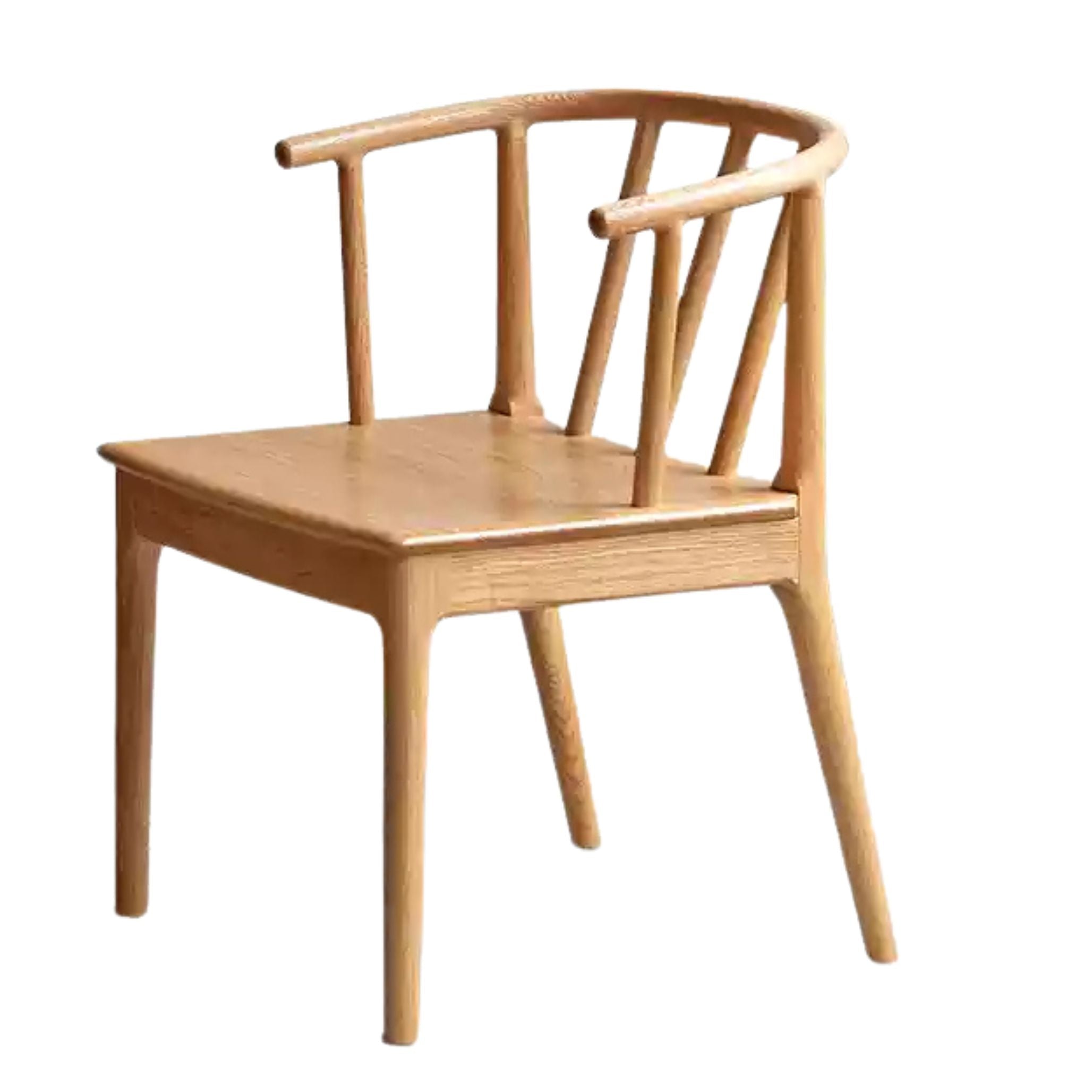Solid Oak Wood Round Dining Chair - Rustic Farmhouse Style for Kitchen, Dining Room & Patio