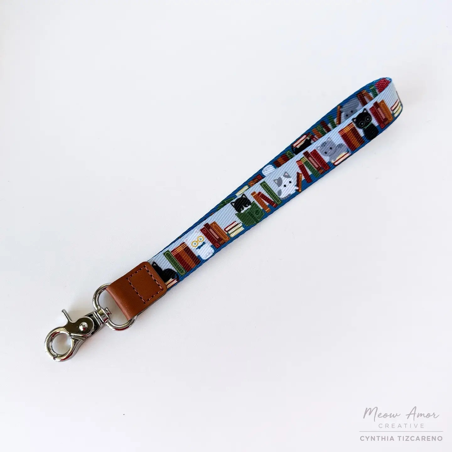Book Cat Wristlet Lanyard - Cute Cat Bookmark ID Holder for Reading, Library, School & Work Accessories