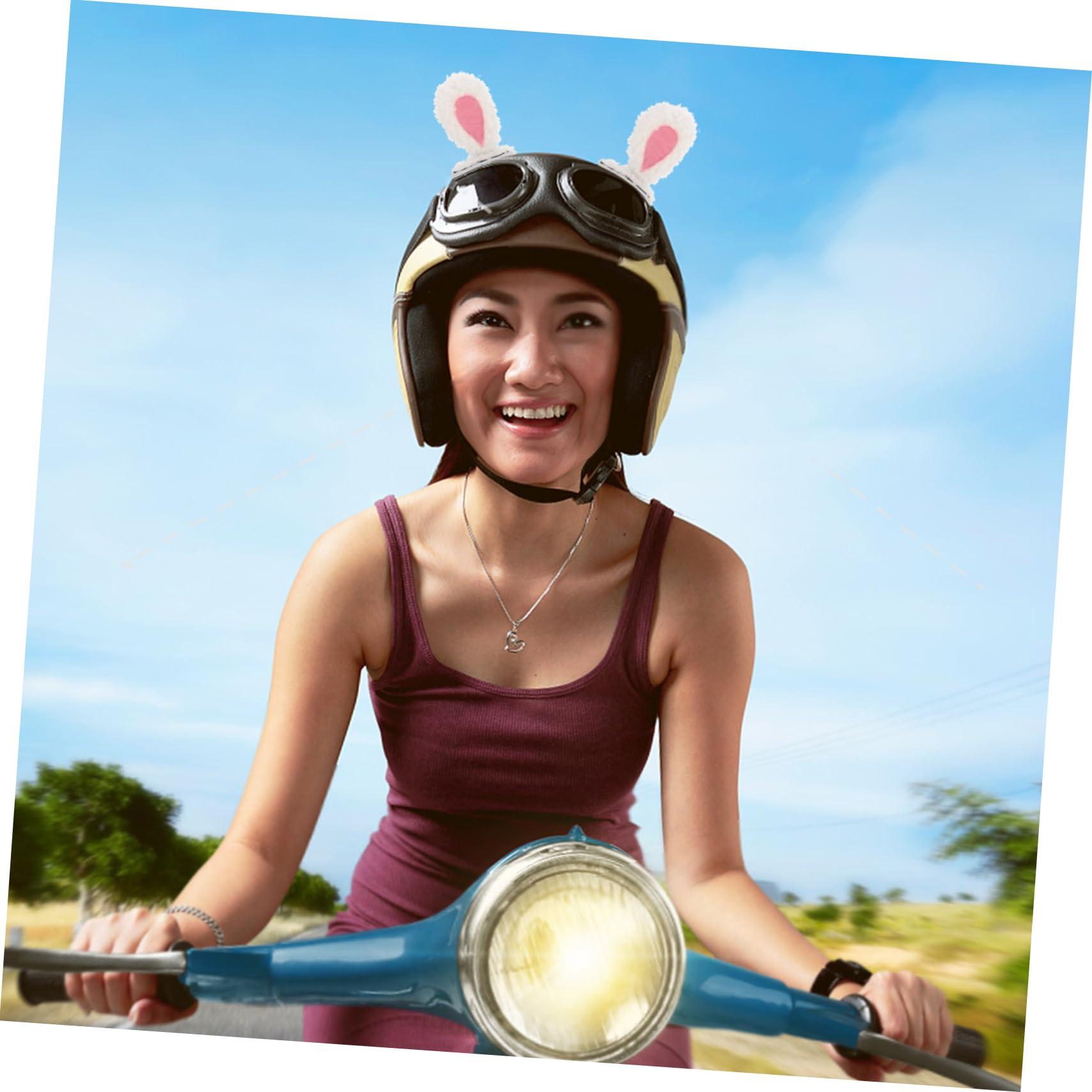 SKISUNO Motorcycle Helmet Ears Accessories - Cute Rabbit Ear Decor for Boys, Girls & Adults - Perfect for Bike Rides, Costume Parties & Cosplay Events