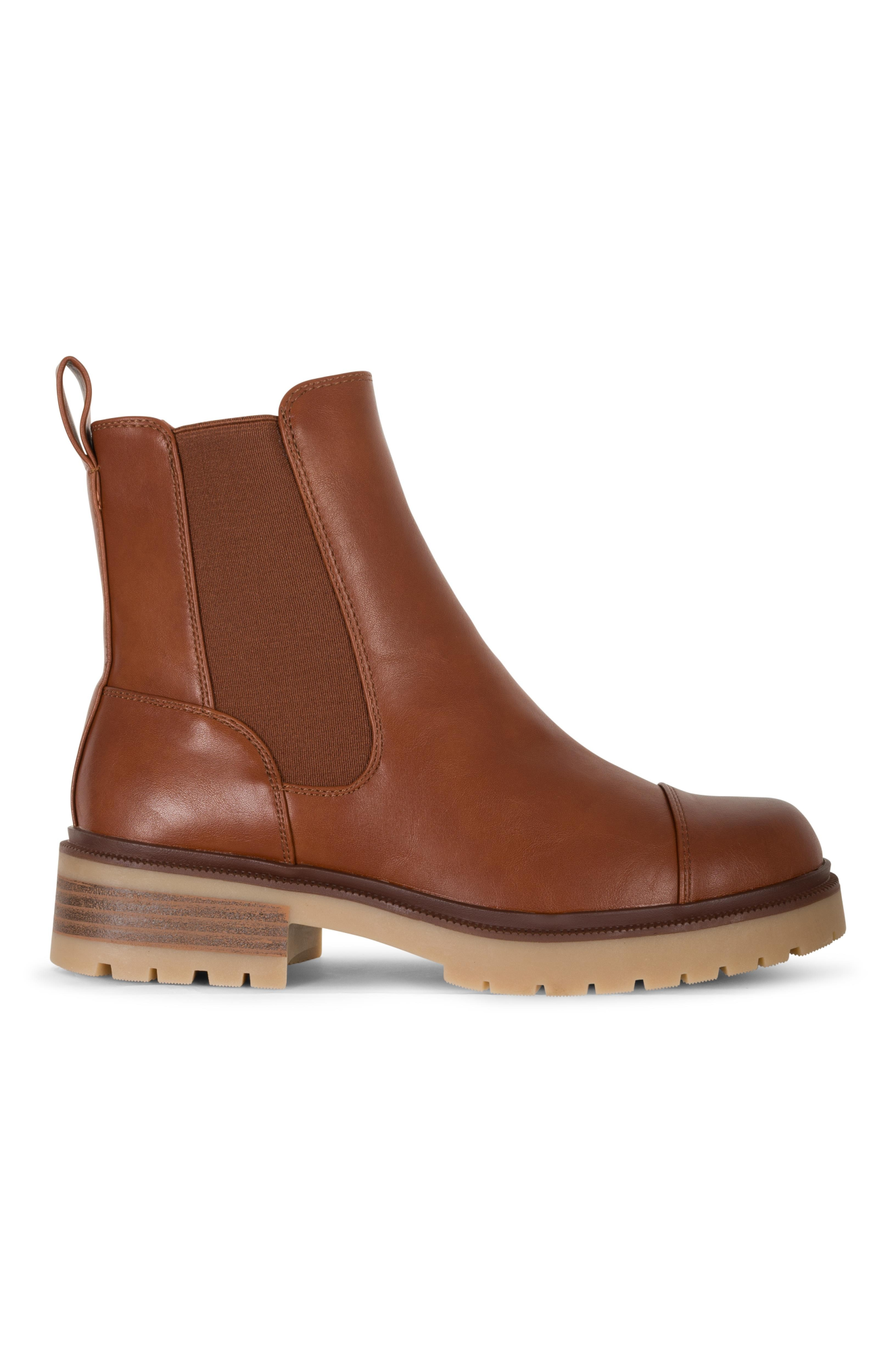 Chunky Sole Faux Leather Ankle Boots in Tan - CULVER ZZ | Stylish & Comfortable for Fall & Winter Outfits