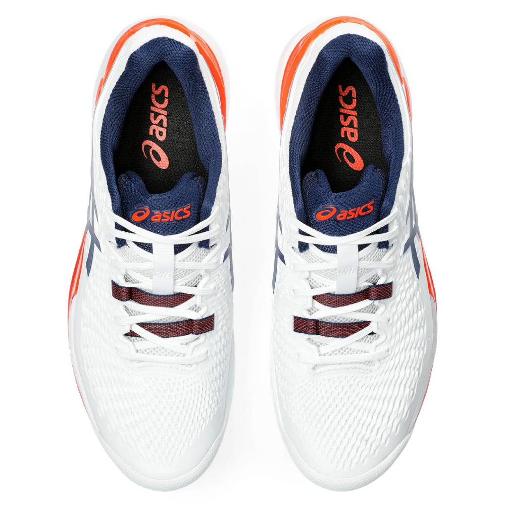 ASICS Gel Resolution 9 Men's Tennis Shoes - White/Blue/Orange - High-Performance Court Shoes for Competitive Play & Training - Perfect for Hard Court Tennis Matches & Gym Workouts