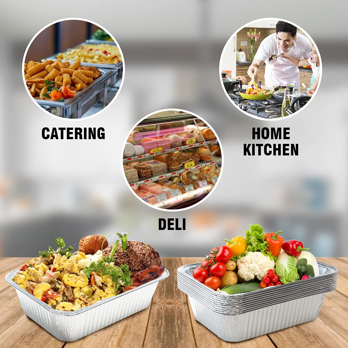 Disposable Aluminum Pans with Lids - 100 Pack (8.5 x 6 x 2.5 Inches) - 5 lb Oblong Foil Baking Pans for Cooking, Meal Prep, Party Serving & Food Storage - Perfect for Thanksgiving, Christmas & Catering Events