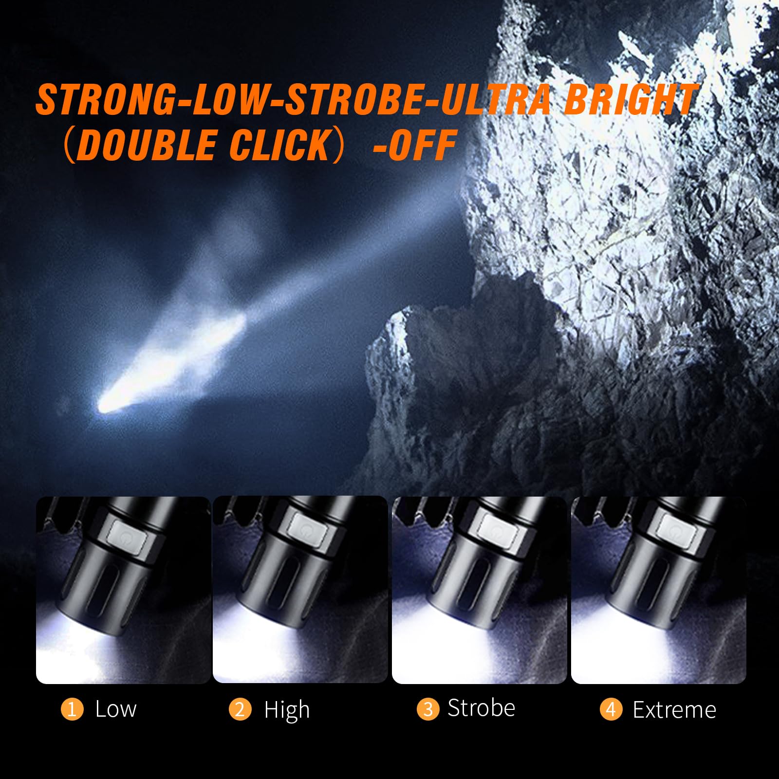 SuperFire Rechargeable Flashlight - 1000 Lumens Powerful EDC Pocket Light with 4 Modes & Water Resistant for Camping, Hiking, Emergency, Outdoor Adventures (Ideal for Home, Car, Survival Kit)