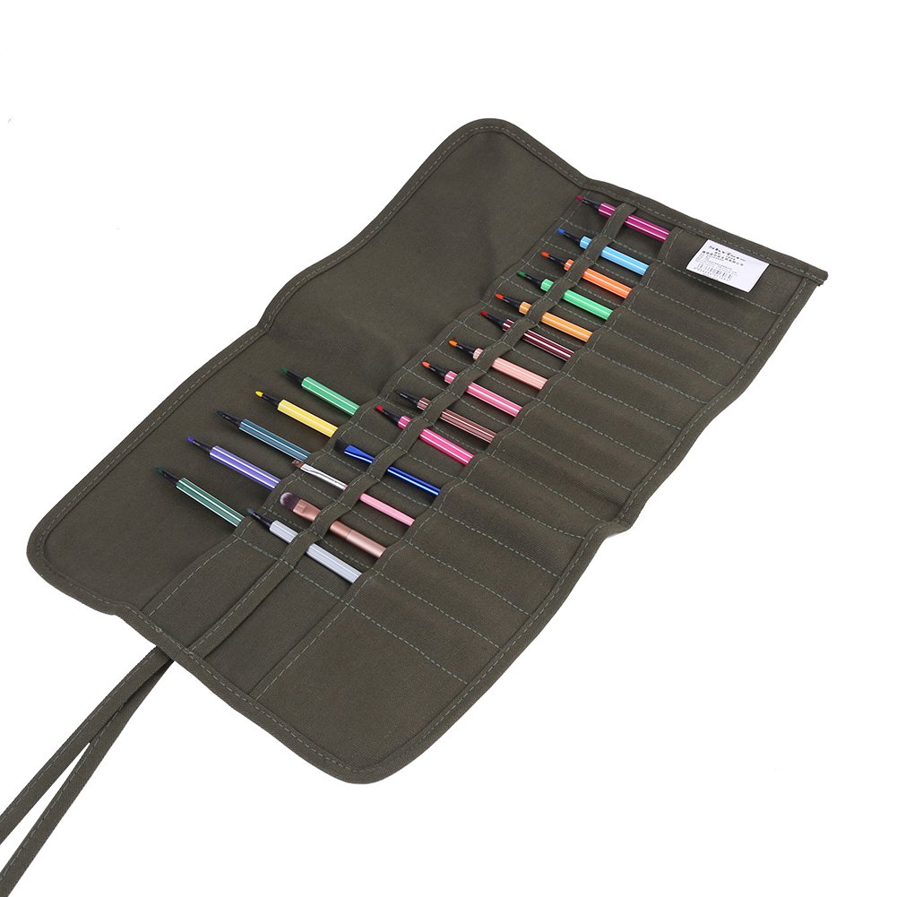 Zerone 30 Hole Roll Up Canvas Paint Brush Bag - Artist Watercolor Oil Brushes Storage Case for Drawing, Painting & Travel Art Supplies | Perfect for Artists, Students & Professionals