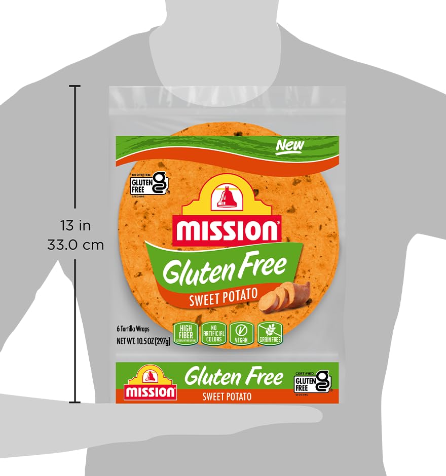 Gluten Free Sweet Potato Soft Taco Tortillas - Trans Fat Free, High Fiber, 6 Count (2 Packs) | Healthy Wraps for Tacos, Burritos & Sandwiches | Vegan & Paleo Friendly