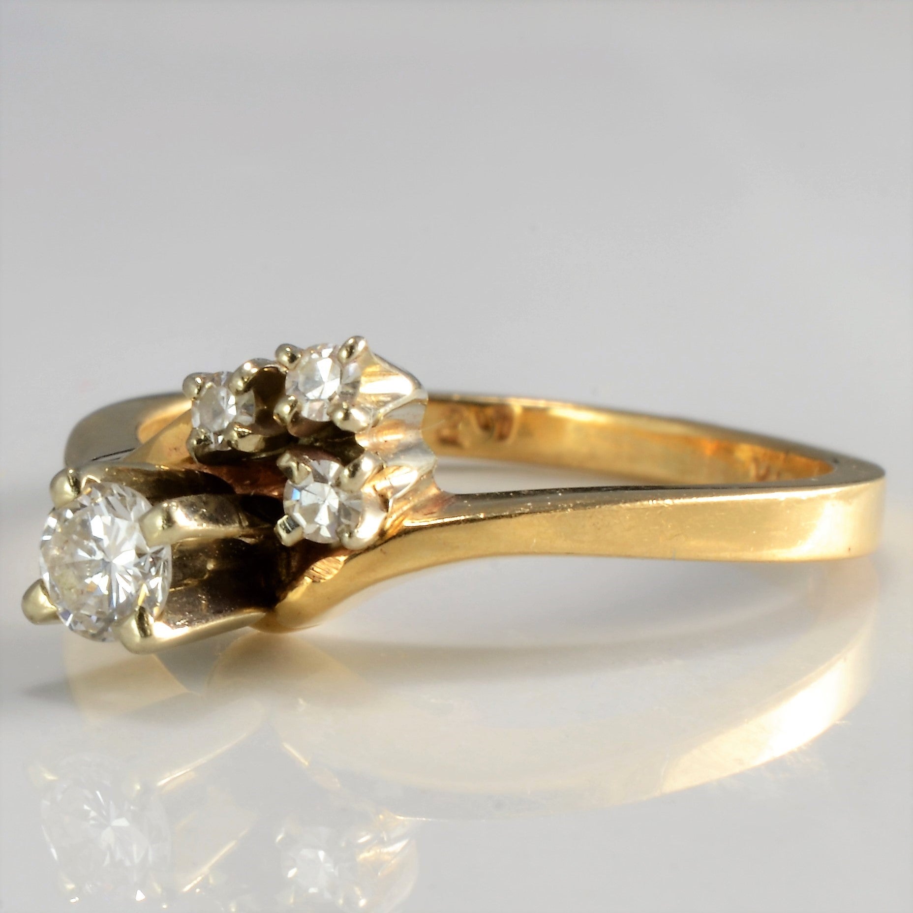 14K Yellow Gold Offset Diamond Ring - 0.20 Carat Total Weight, Size 5.5 | Elegant Wedding Band, Anniversary Gift for Her, Perfect for Engagement & Special Occasions