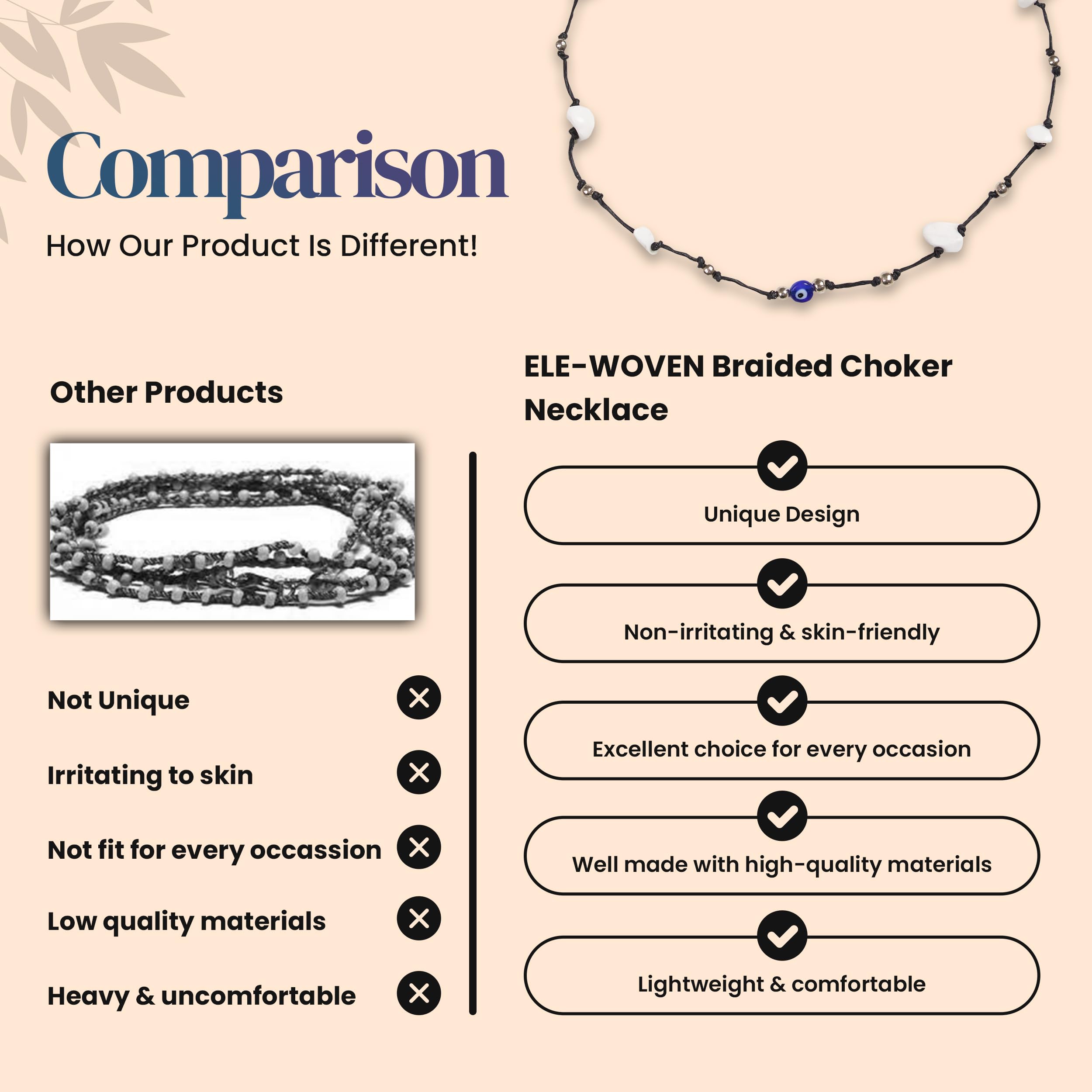 Handmade Leather Beaded Necklace for Women & Men - 16