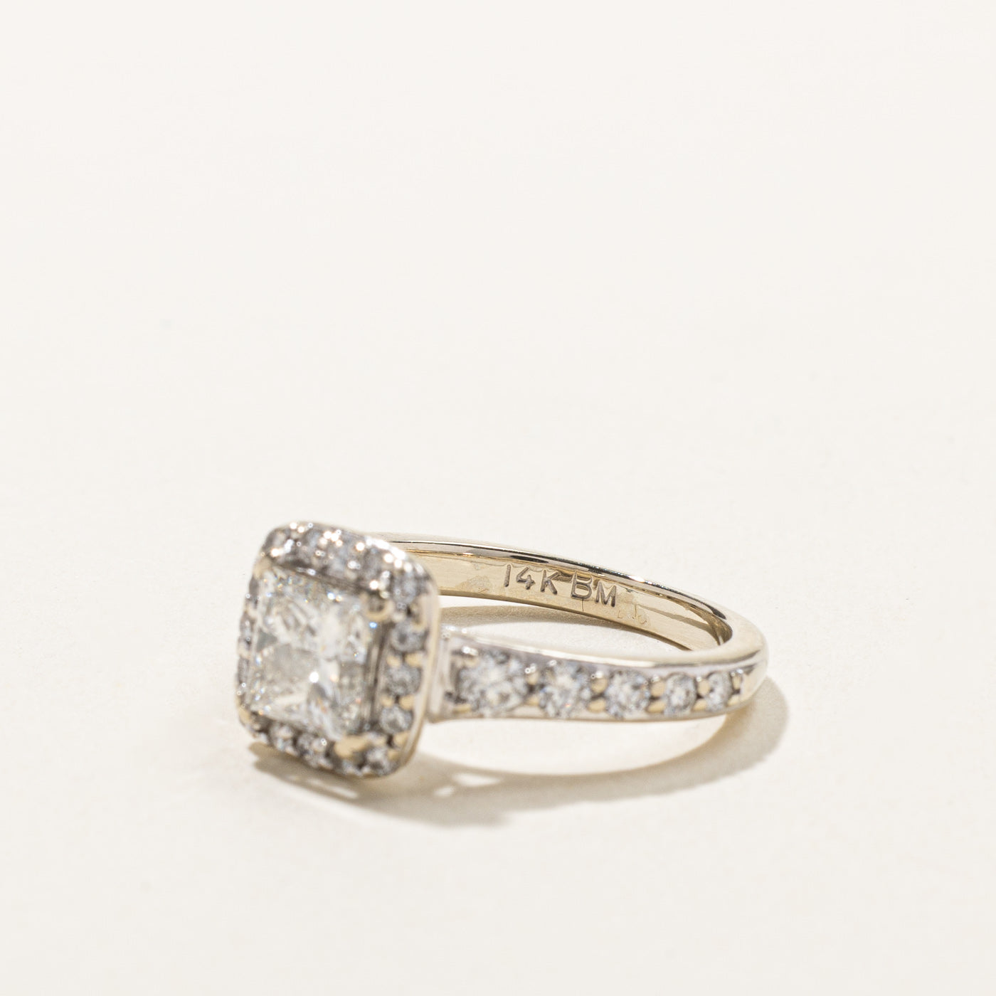 1.52ctw Princess Cut Diamond Halo Engagement Ring in 14K White Gold - Size 4.5 | Perfect for Proposals, Anniversaries & Romantic Occasions