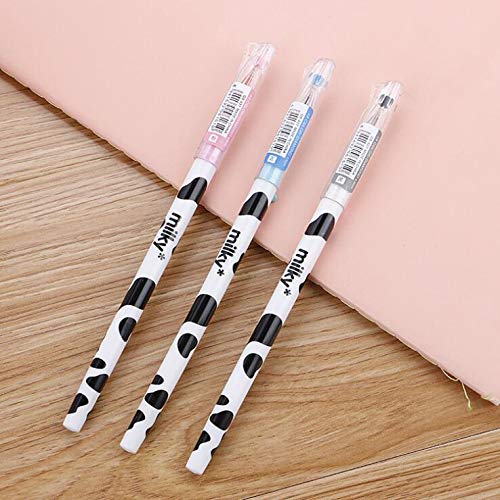 12 Pack Colorful Cute Diamond Gel Pens - Milky Cow Design Kawaii Stationery Set for School, Office & Journaling (Candy Colors) - Perfect for Note Taking, Gift Giving & Creative Writing