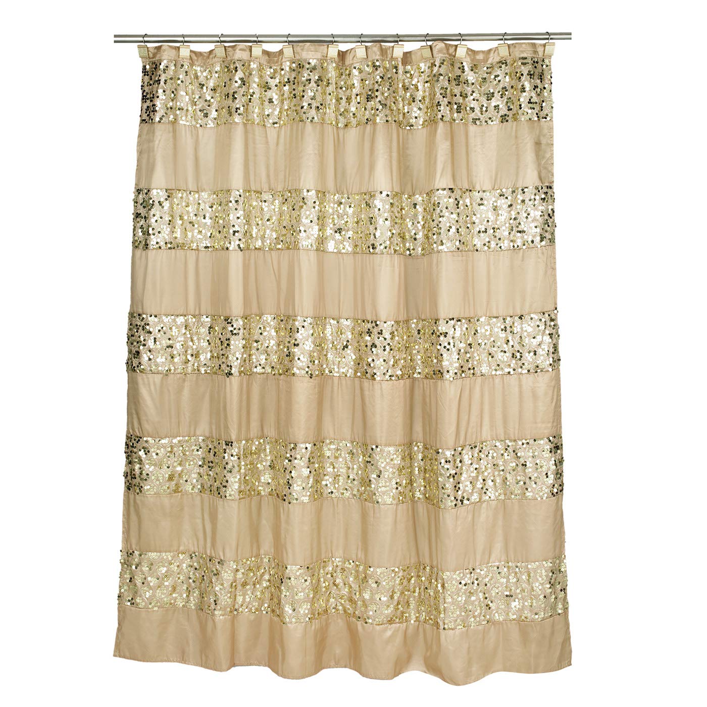 7-Piece Bathroom Accessory Set - Shower Curtain with Hooks, 3-Piece Towel Set, Contour Mat & Bath Rug in Gold | Complete Luxury Bath Decor for Modern Homes & Spa-Like Experience
