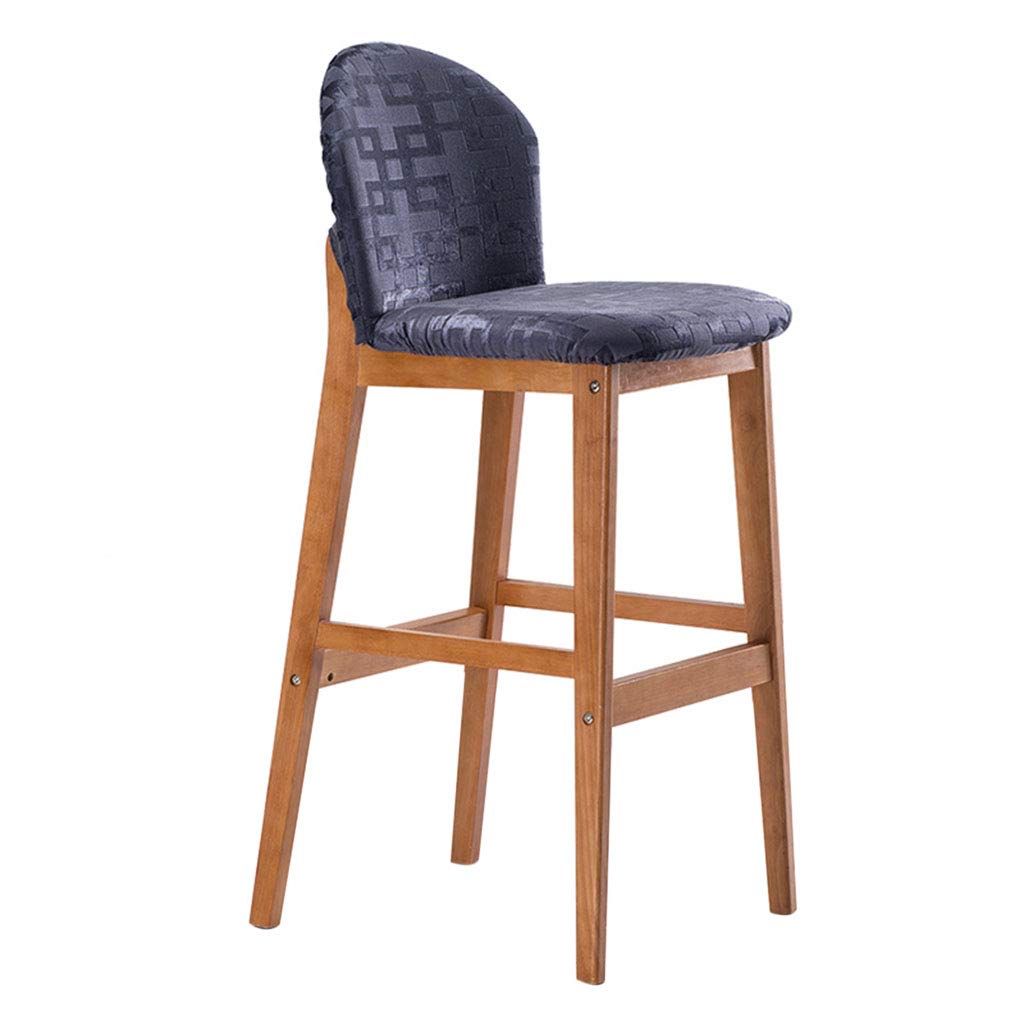 Solid Wood Bar Stool - High Back Comfortable & Durable Bar Chair for Lounge, Pub, Kitchen Island & Home Office - Adjustable Height Counter Stool for Dining & Cash Register Areas