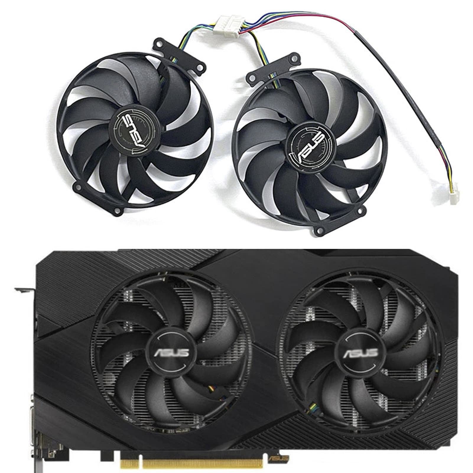 FDC10H12S9-C T129215SU 6-Pin Replacement GPU Cooling Fan for ASUS RTX 2060 Super, GTX 1660/1660Ti Dual EVO OC, RTX 2070 Graphics Cards - Perfect for Gaming PC Upgrades & DIY Computer Repairs