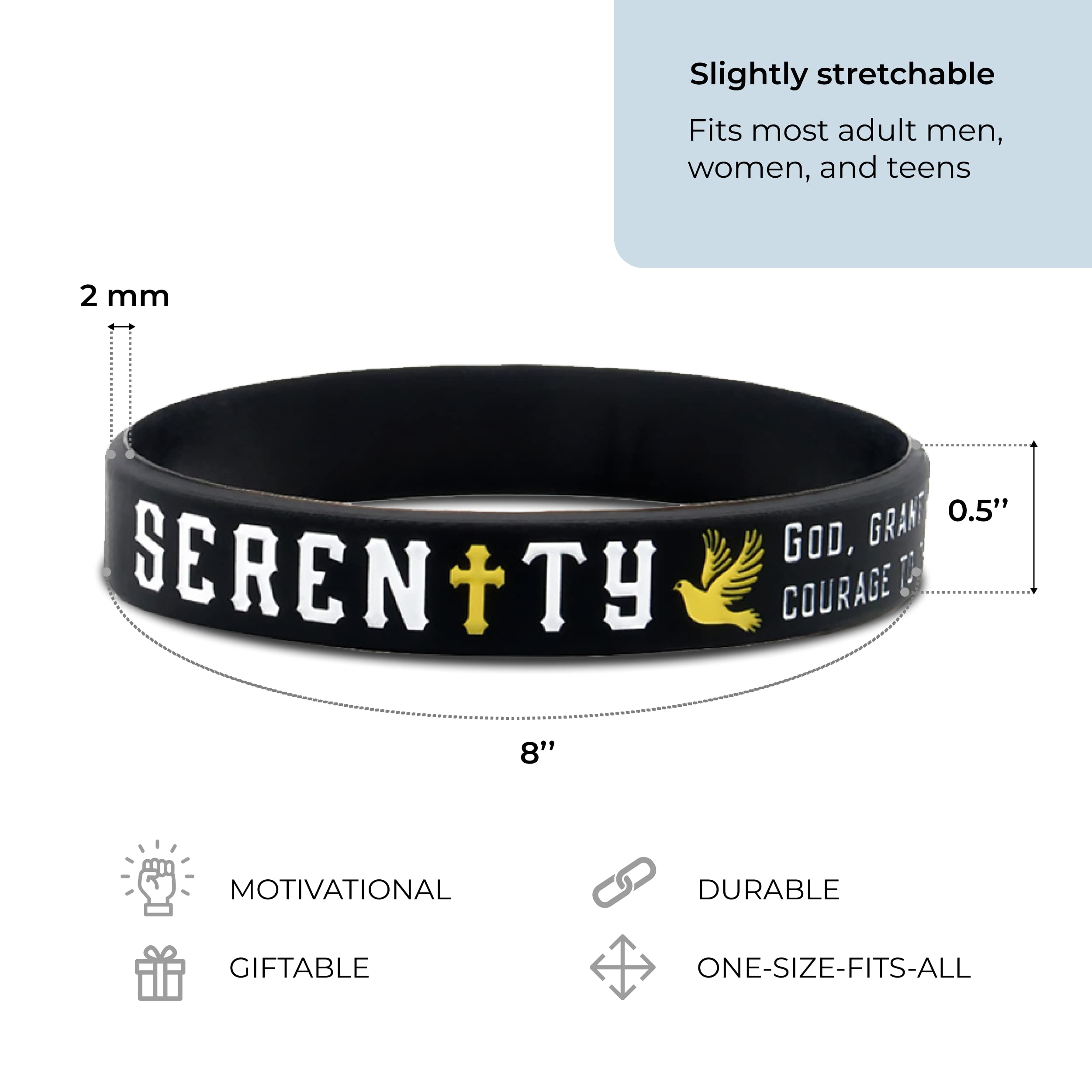 Inkstone Serenity Prayer Silicone Rubber Bracelets - Inspirational Wristbands for Men & Women - Motivational Accessories for Daily Wear, Yoga, Meditation & Spiritual Gifts