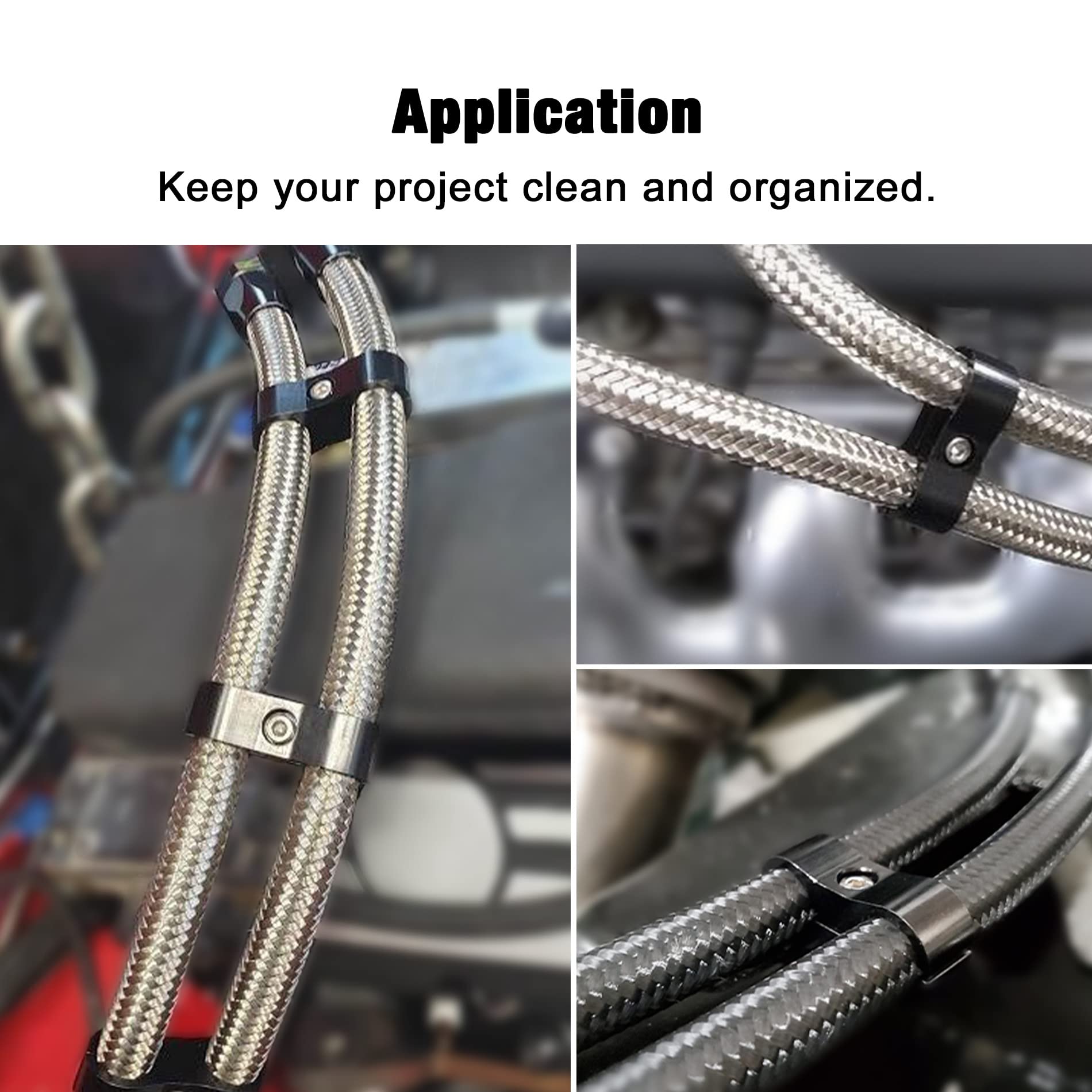 EVIL ENERGY 6AN Hose Separator Clamp - AN6 Fuel Line Mounting Clamp Kit (10PCS, Aluminum Black) for Automotive Fuel Systems, Racing Cars & Performance Upgrades