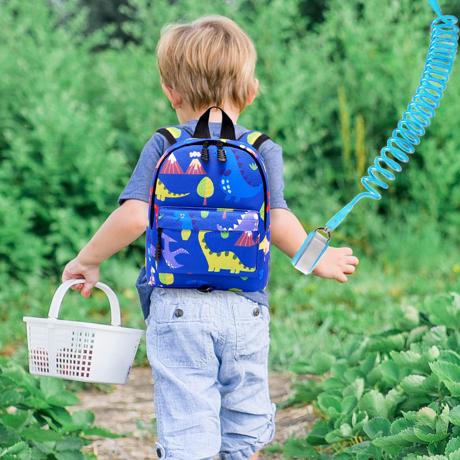 **Accmor Anti-Lost Toddler Harness Backpack with Leash - Cute Dinosaur Design for Boys & Girls, Adjustable Wrist Strap for Safety, Perfect for Walking, Shopping & Travel (Blue)**