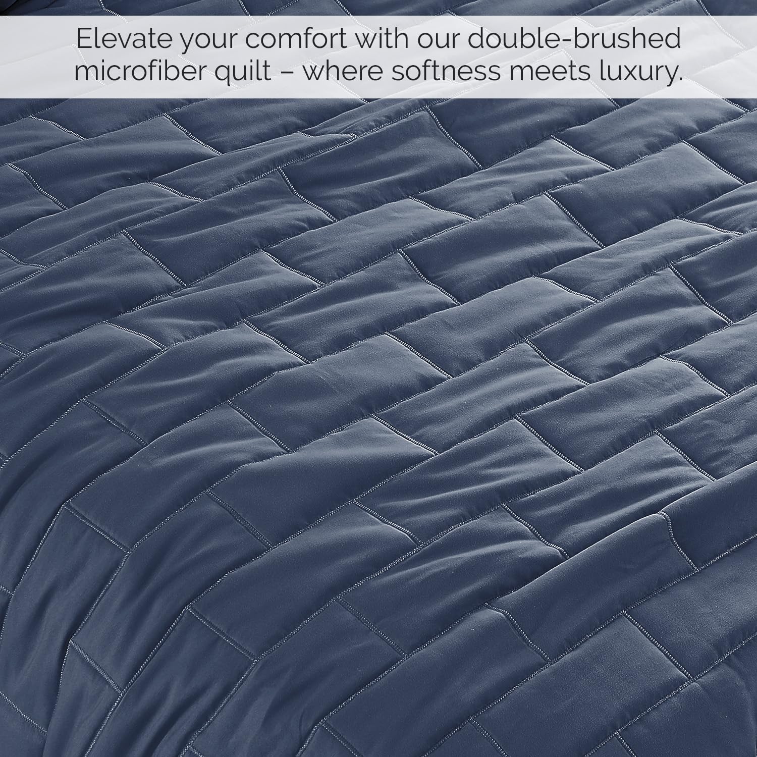 Southshore Fine Living 6-Piece Twin Daybed Comforter Set - Dark Blue Brickyard Pattern with Daybed Cover, 3 Pillow Shams, Bed Skirt & Throw Pillow | Perfect for Guest Rooms, Dorm Rooms & Cozy Reading Nooks