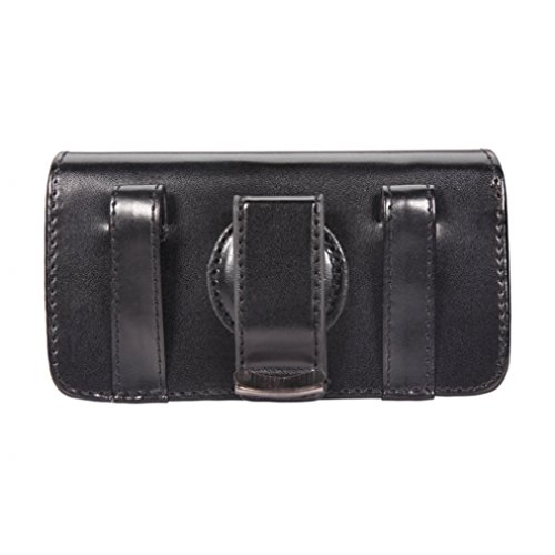 Premium Black Leather Sideways Phone Holster with Swivel Belt Clip for AT&T Samsung Galaxy S5 Mini - Secure Carry Case for Work, Outdoor & Active Lifestyle