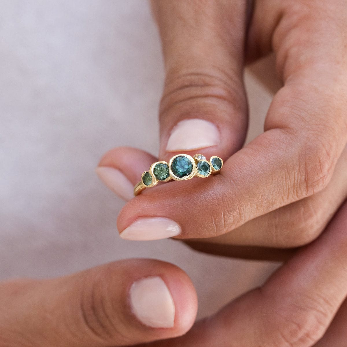 Ocean Sapphires Seaweed Ring - Elegant Sterling Silver Seaweed Design Ring for Women - Perfect for Beach Weddings, Boho Fashion & Everyday Wear
