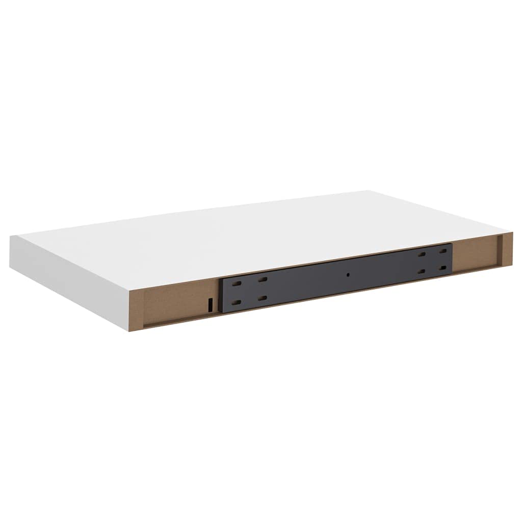 Modern Floating Wall Shelves Set of 2 - White MDF Ledge Shelf 19.7