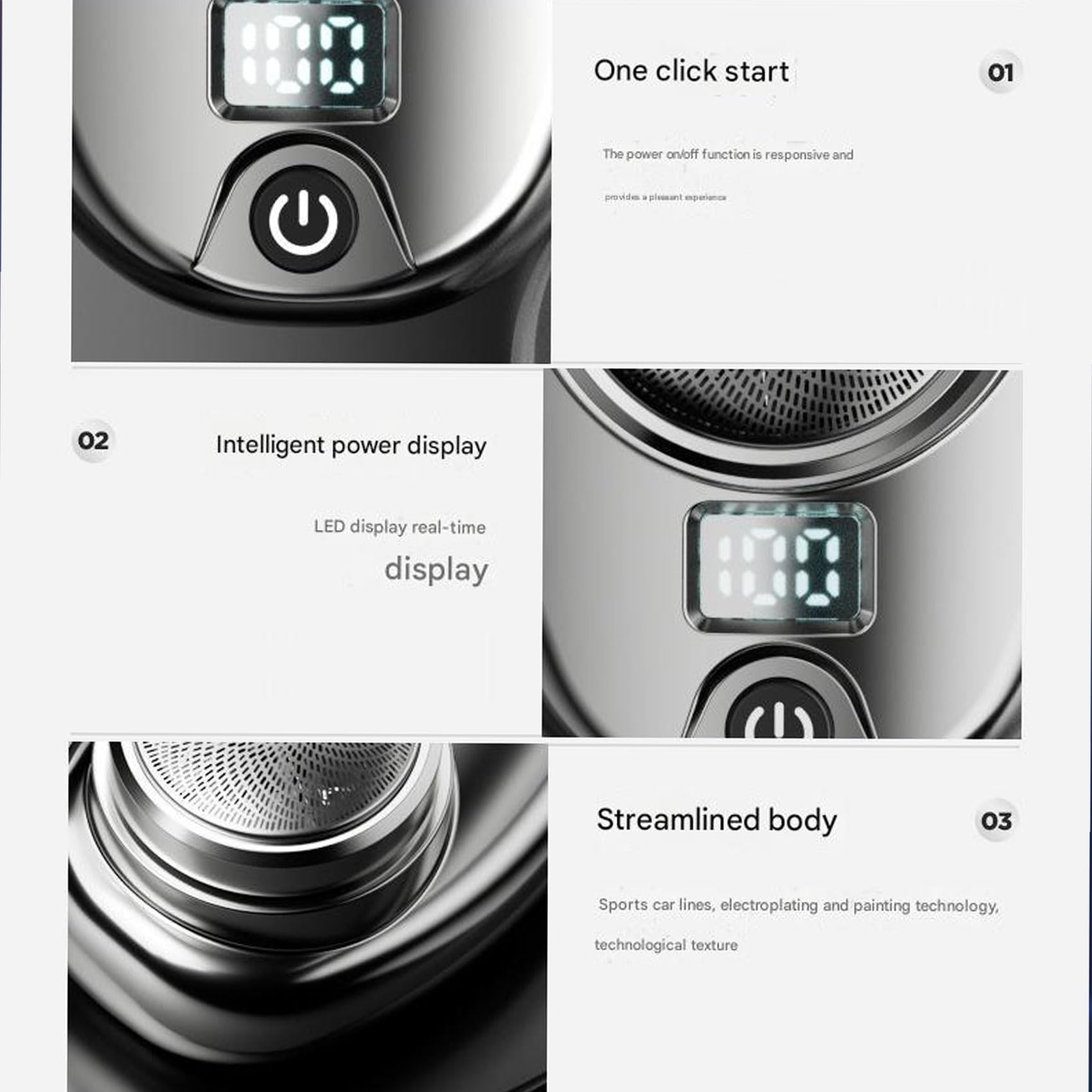 Pyrinov Electric Shaver - Mini Portable IPX7 Waterproof Rechargeable Wet/Dry Shaver for Men - Travel & Gym Use (Silver)