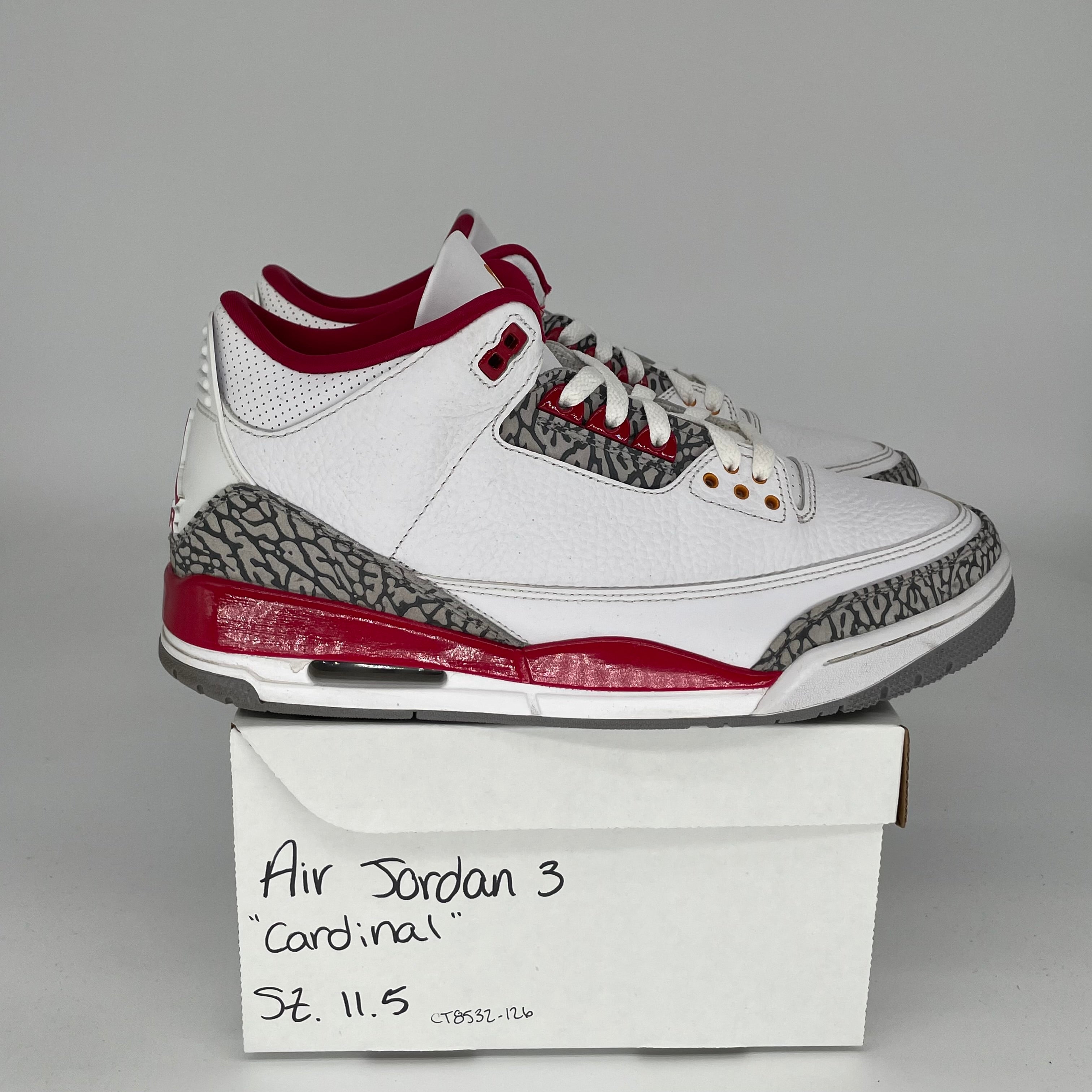 AIR JORDAN 3 CARDINAL Men's Basketball Shoes Size 11.5 - Style CT8532-126 | Retro Sneakers for Casual Wear & Street Fashion