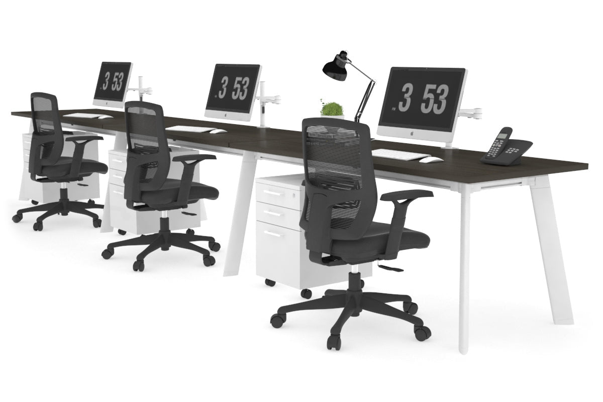 3-Person Office Workstation with Switch - 1200L x 700W Dimensions - Perfect for Collaborative Workspaces & Team Projects