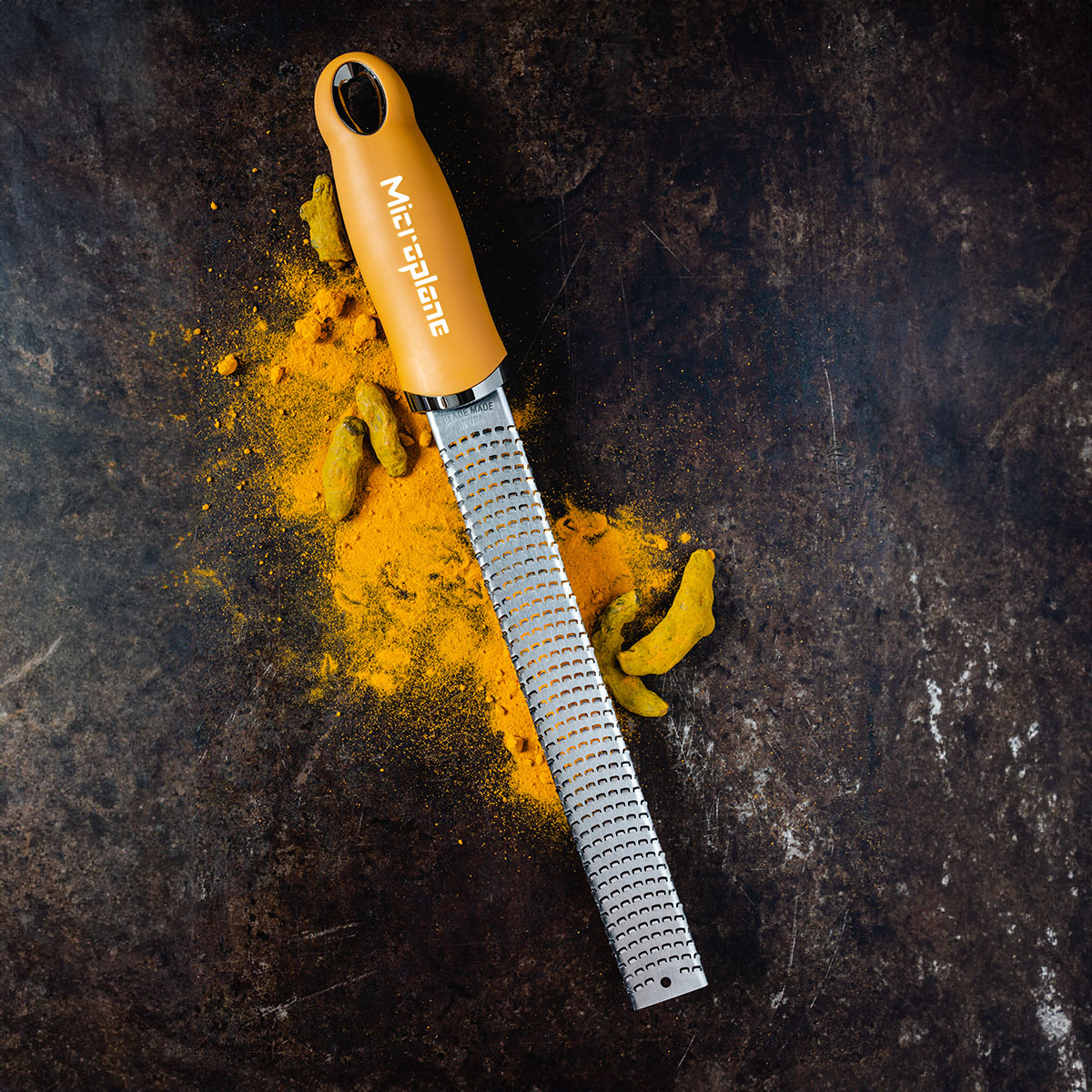 Microplane 12 Premium Classic Zester Grater - Stainless Steel Kitchen Tool for Citrus, Cheese & Spices - Perfect for Baking, Cooking & Garnishing - Mustard Yellow