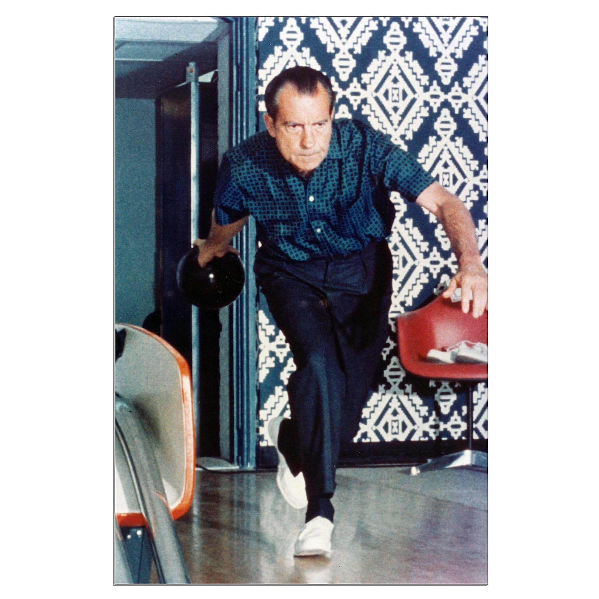 Nixon Bowling Poster 23x35 Inches - Heavy Semi-Gloss Paper for Wall Decor, Man Cave, Game Room & Bowling Alley Themed Spaces