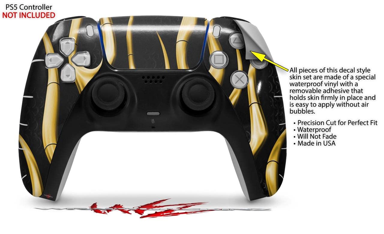PS5 DualSense Controller Skin Wrap - Metal Flames Yellow for Gaming Protection