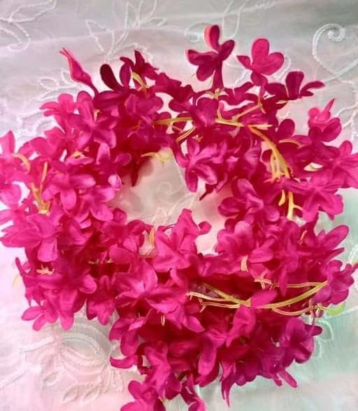Pink Hair Gajra Flowers for Wedding, Bridal Hair Accessories, Long Floral Hair Jewelry (Pack of 1) - Perfect for Indian Weddings, Bridal Mehendi, and Cultural Festivals