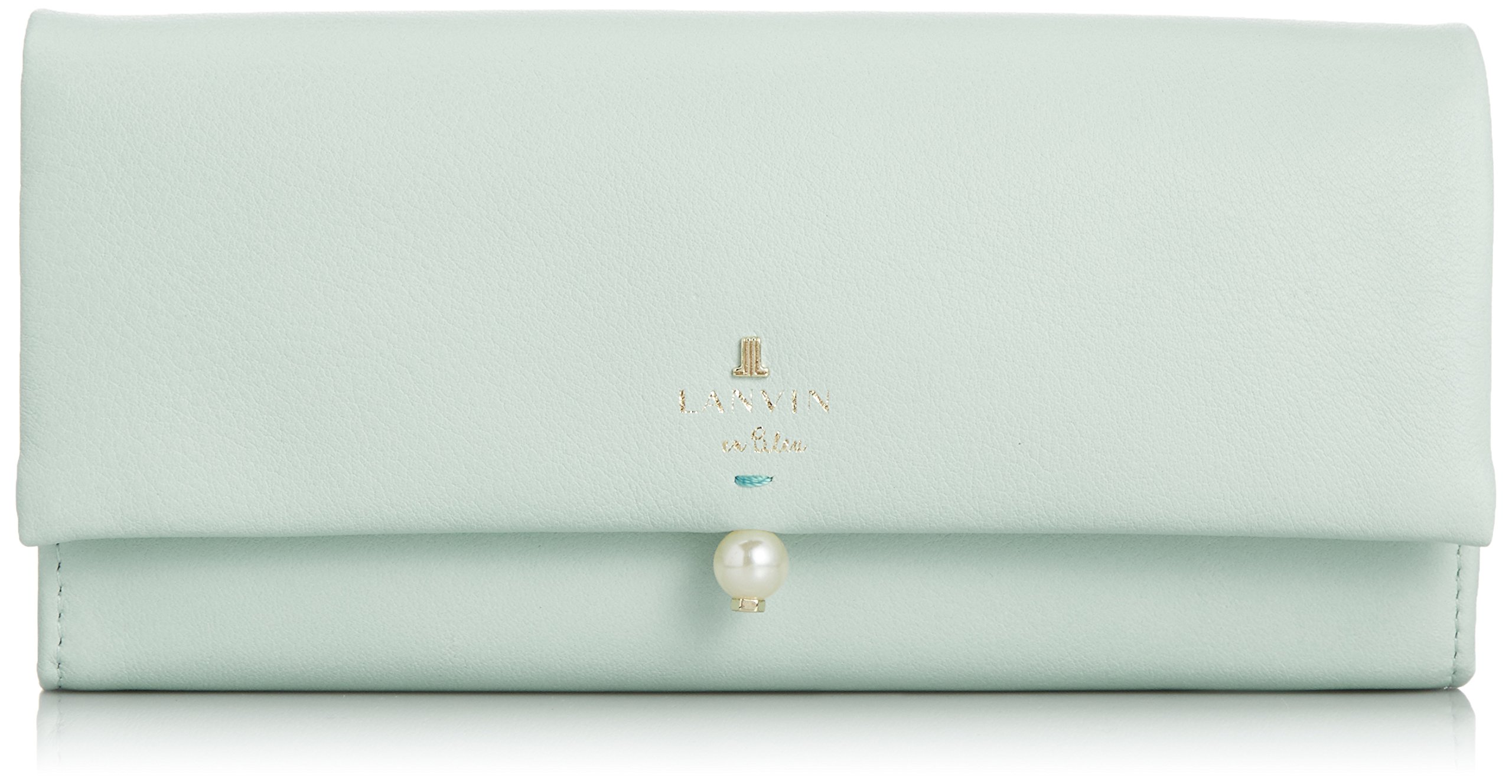 LANVIN en Bleu Women's Long Flap Wallet - Premium Leather Designer Wallet for Women with Multiple Card Slots & Coin Pocket - Perfect for Everyday Use, Travel & Gift Giving