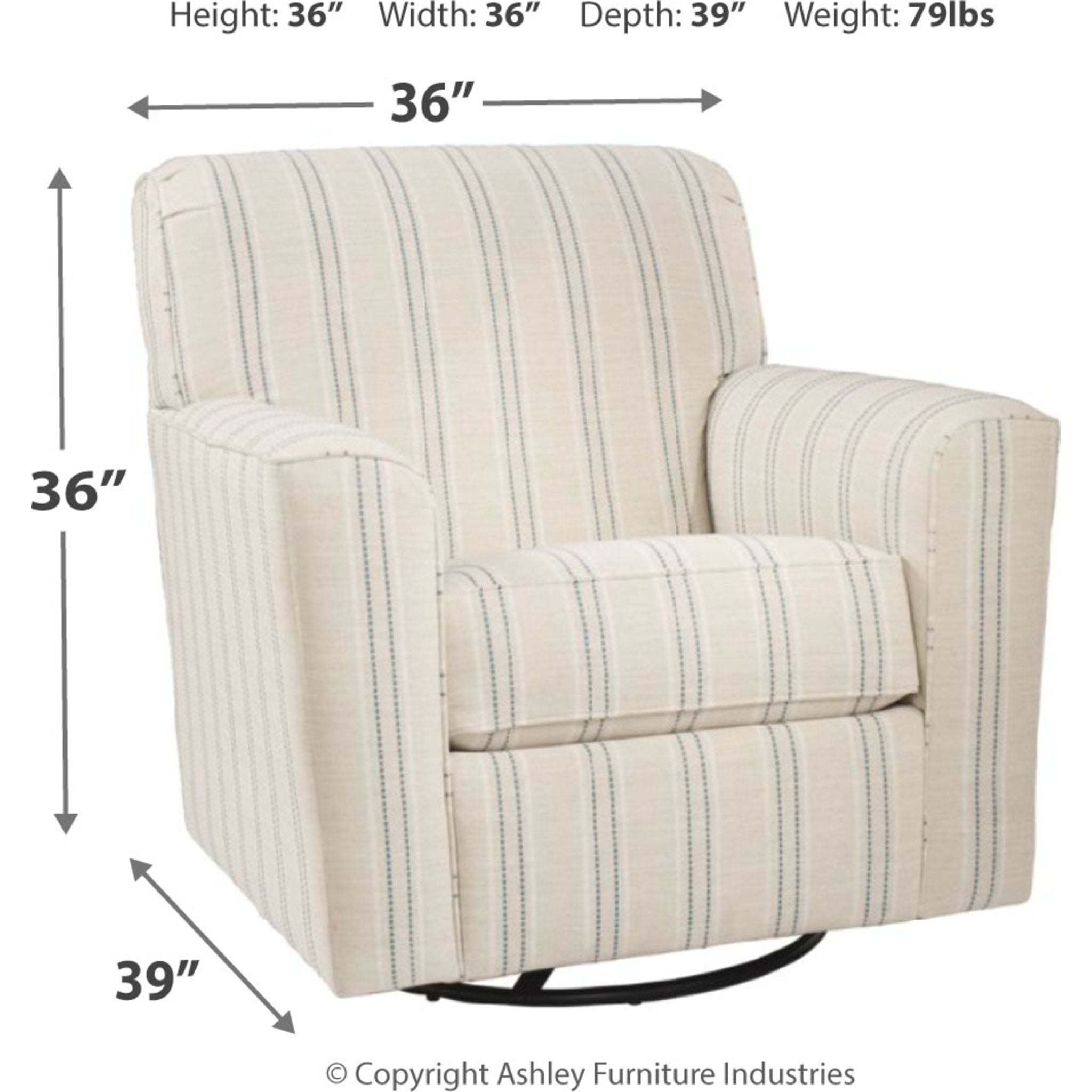 Alandari Modern Swivel Chair - 360 Degree Rotating Office Chair with Ergonomic Design, Gray - Perfect for Home Office, Gaming, and Study Spaces