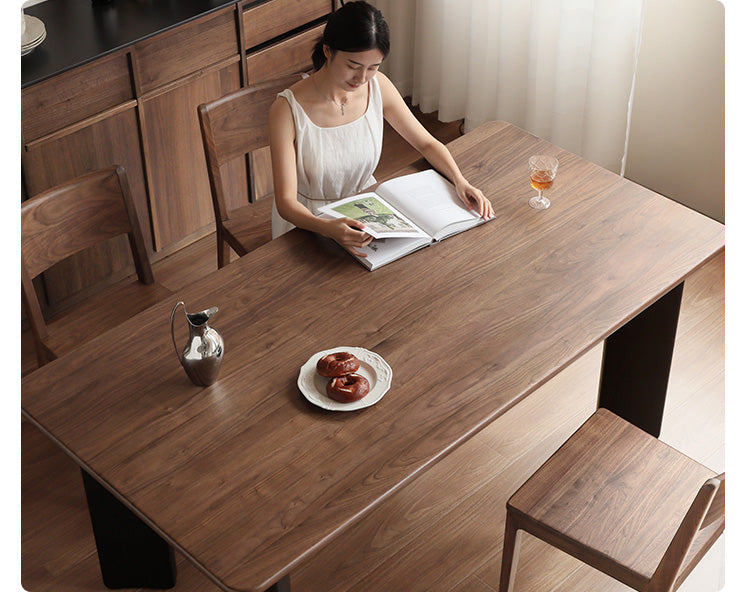 Premium Black Walnut Solid Wood Rectangular Dining Table - Modern Luxury Design for Dining Room, Kitchen, and Home Decor