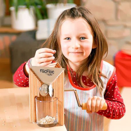 KoMo FlicFloc Manual Flaker - Stainless Steel Oat Roller for Fresh Oatmeal & Cereal - Perfect for Healthy Breakfast & Home Baking