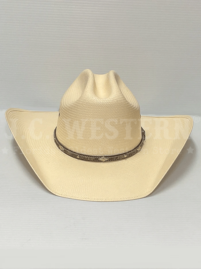 Larry Mahan MS2442BRNX40 10X Brindle 4-Inch Brim Straw Cowboy Hat - Natural Color for Outdoor, Rodeo, and Summer Fashion