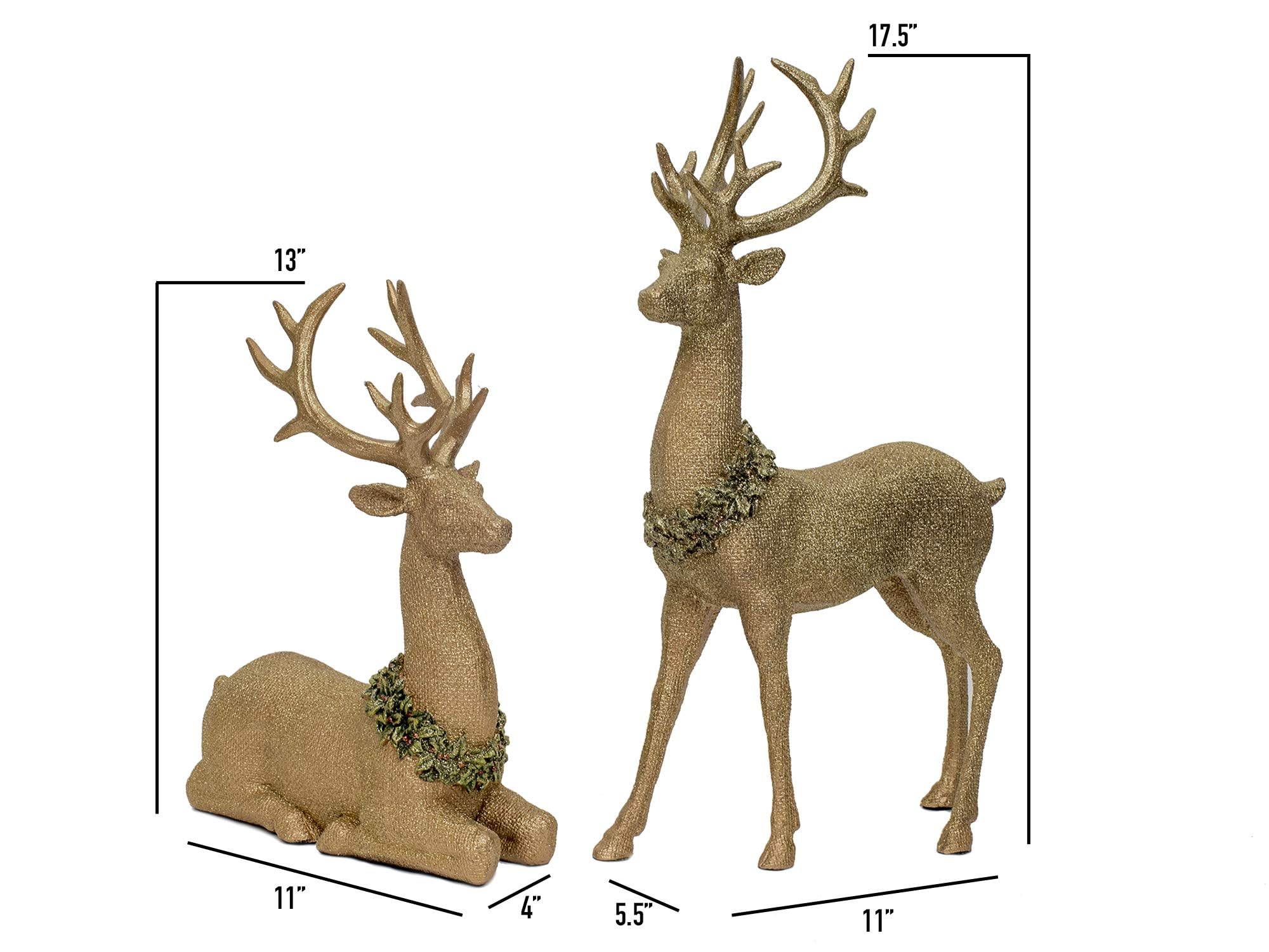 Gold Reindeer Christmas Decorations - Elegant Deer Figurines for Holiday Home Decor, Indoor Xmas Tree Ornaments & Festive Table Centerpieces | Perfect for Mantel Displays, Gift Exchanges & Winter Wonderland Themes