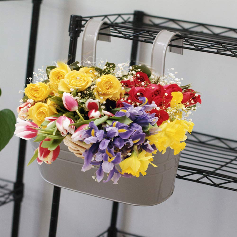 Iron Plant Hanger for Balcony, Patio & Fence - White