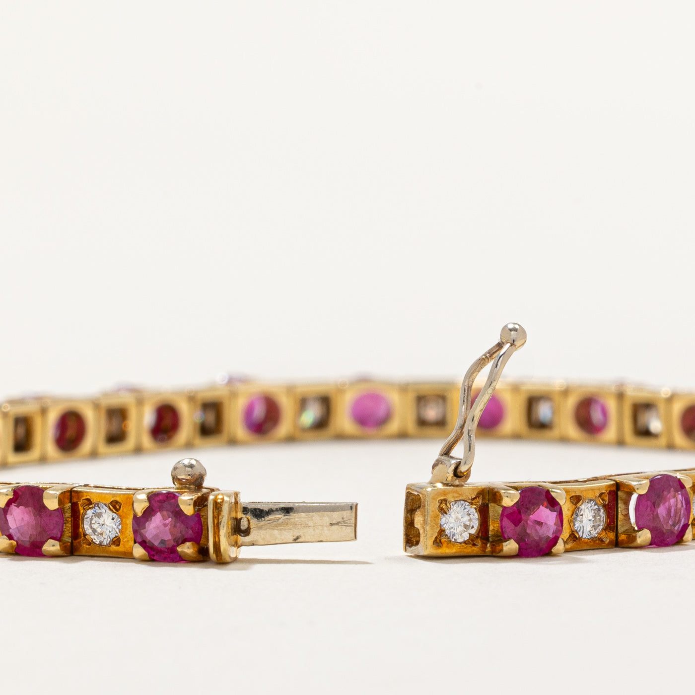 2002 London Hallmarked Burmese Ruby & Diamond Tennis Bracelet | 5.75ctw Genuine Ruby & 1.15ctw Diamonds | 7.25 Inch Luxury Jewelry for Women | Perfect for Weddings, Anniversaries & Special Occasions