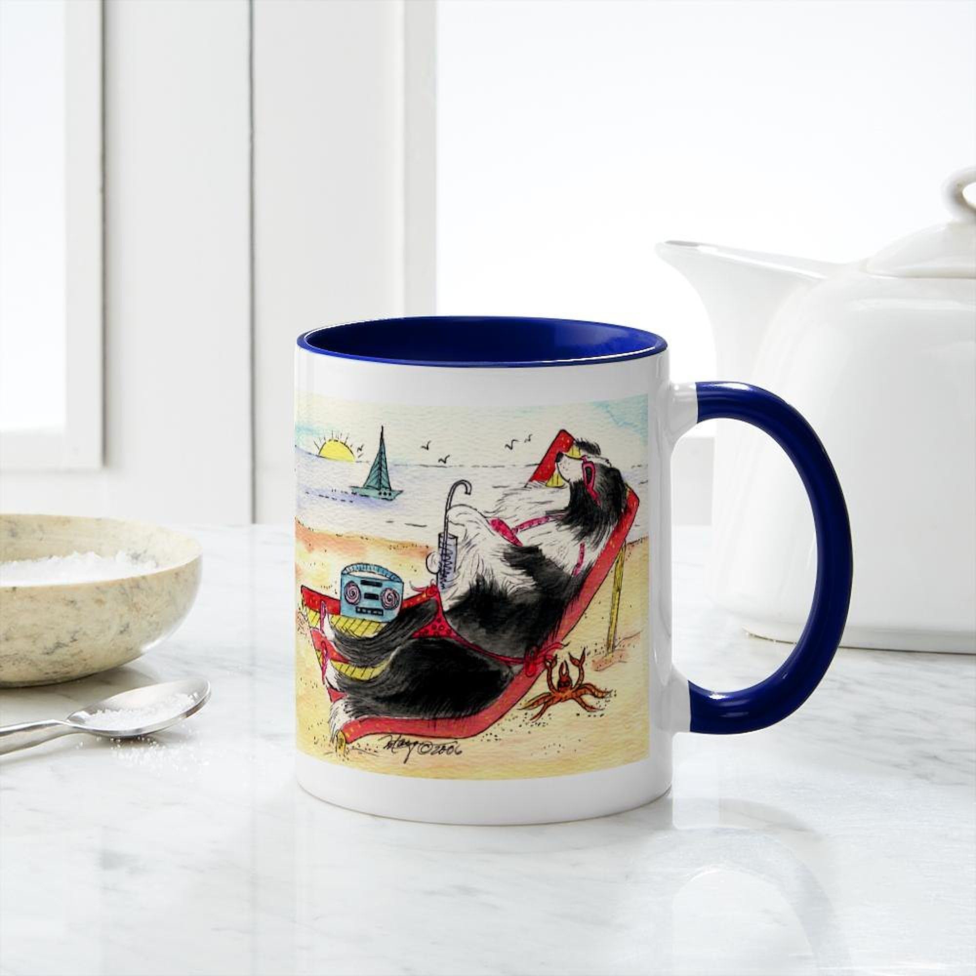 Border Collie Dog Lovers Ceramic Coffee Mug 11 oz (325 ml) - Perfect for Tea, Hot Chocolate & Office Gifts