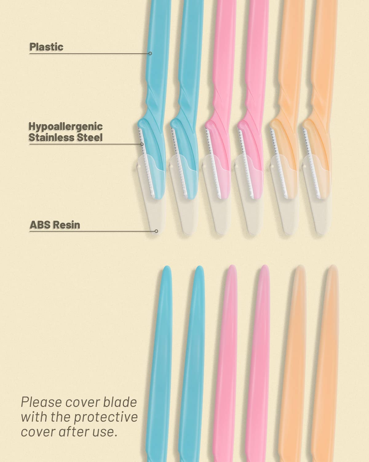 12 Pack Professional Eyebrow Razors for Women - Dermaplaning Face Razor for Facial Hair Removal - Perfect for Eyebrow Shaping & Peach Fuzz Removal at Home or Salon
