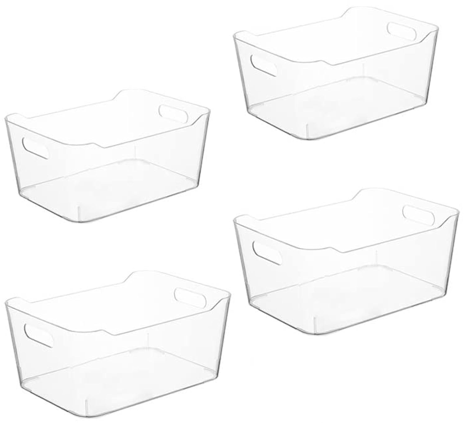 Grace Store 4PCS Clear Plastic Storage Organizers - Versatile Bathroom, Kitchen, Desk & Makeup Organizer Trays for Pantry Cabinet, Countertop & Vanity Organization