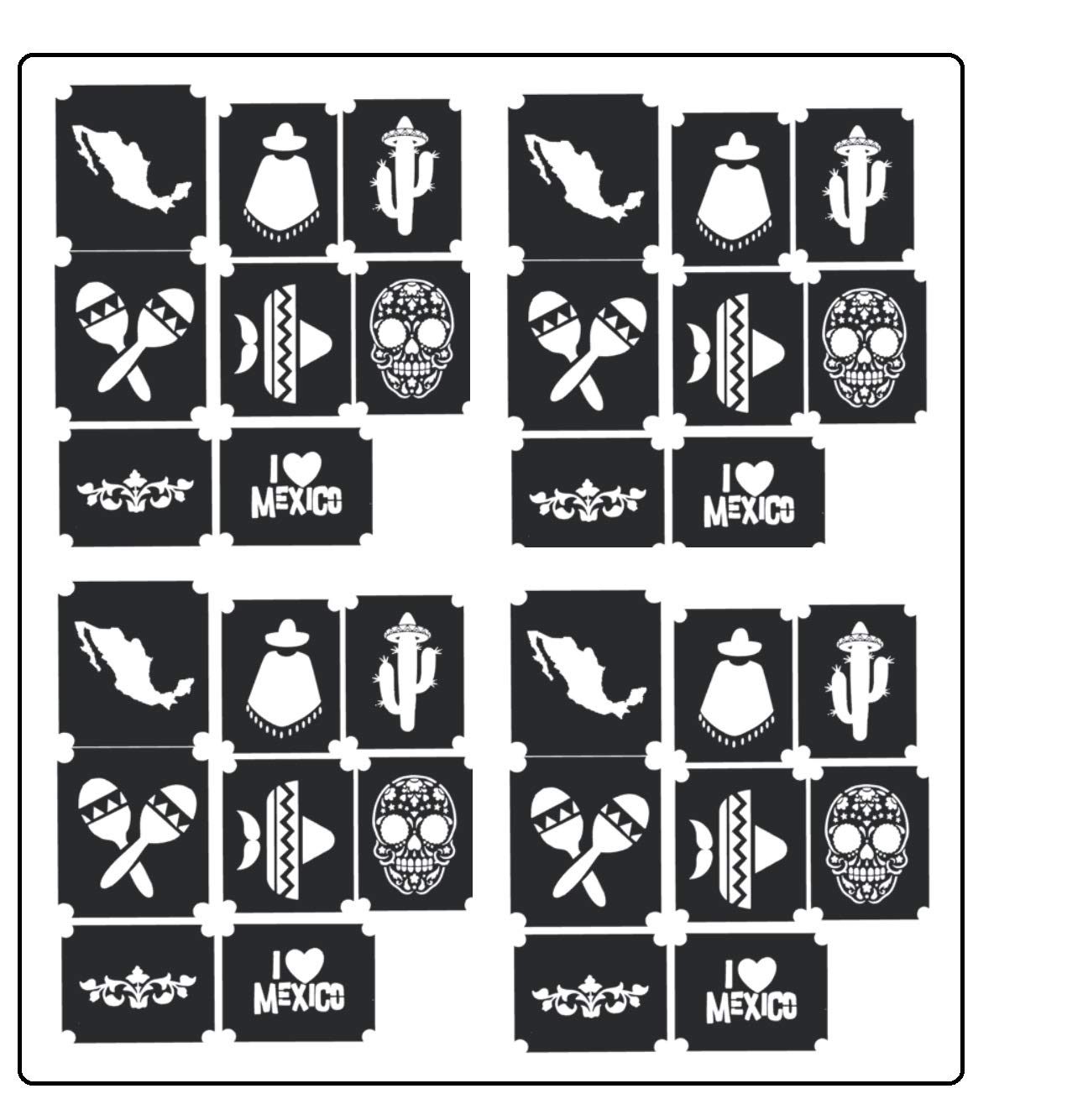 Mexico Tattoo Stencil Kit - Authentic Mexican Body Art Designs for Temporary Tattoos, Henna & DIY Body Painting - Perfect for Cinco de Mayo, Day of the Dead Celebrations & Cultural Events