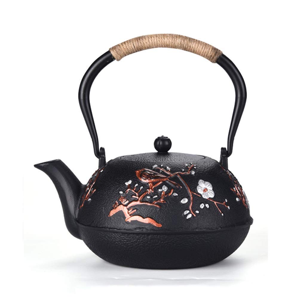 Premium Antique Cast Iron Teapot with Insulation Handle - 1100ml Chinese Plum Blossom Pattern Tetsubin Tea Kettle - Elegant Gift for Tea Lovers - Perfect for Home, Office & Japanese Tea Ceremonies