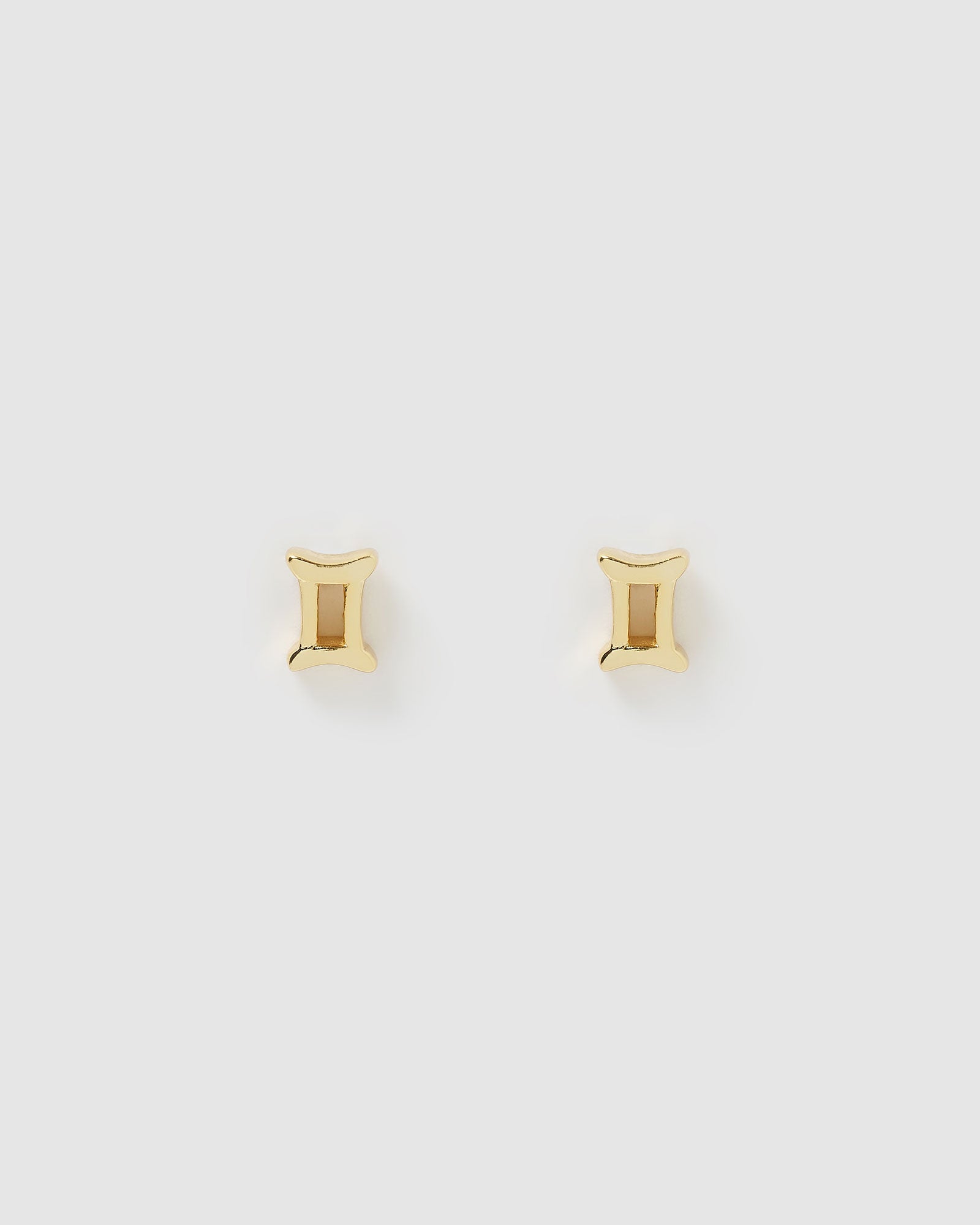 Izoa Gemini Zodiac Sign Gold Stud Earrings - Perfect for Birthdays, Gifts & Astrology Lovers