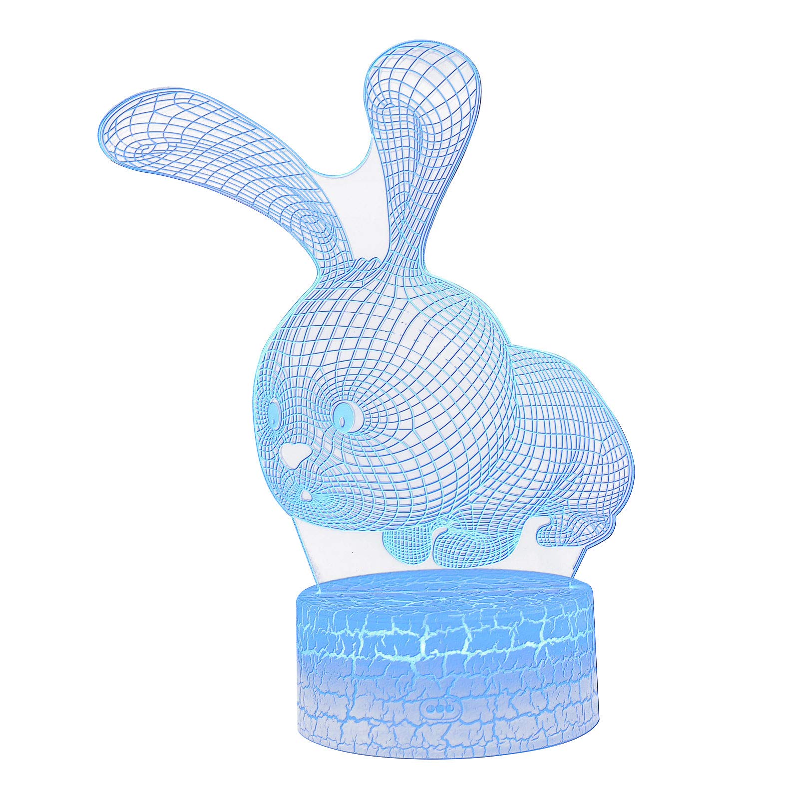 Boddenly Easter 3D LED Night Light - Colorful USB Rabbit Lamp with Warm Rope Lights (White) - Perfect for Easter Decor, Kids Room, Nursery, Bedside, and Holiday Gift Giving